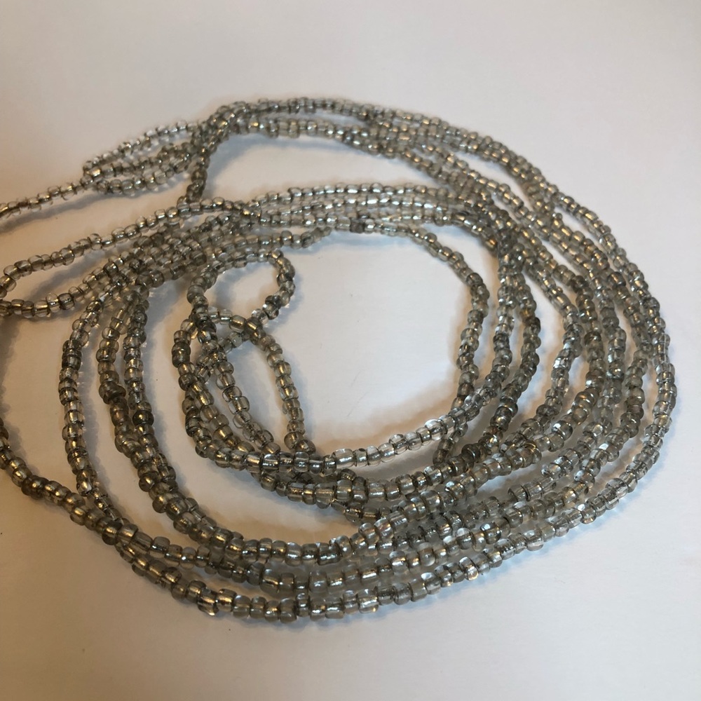 29” long clear beaded necklace set of 2